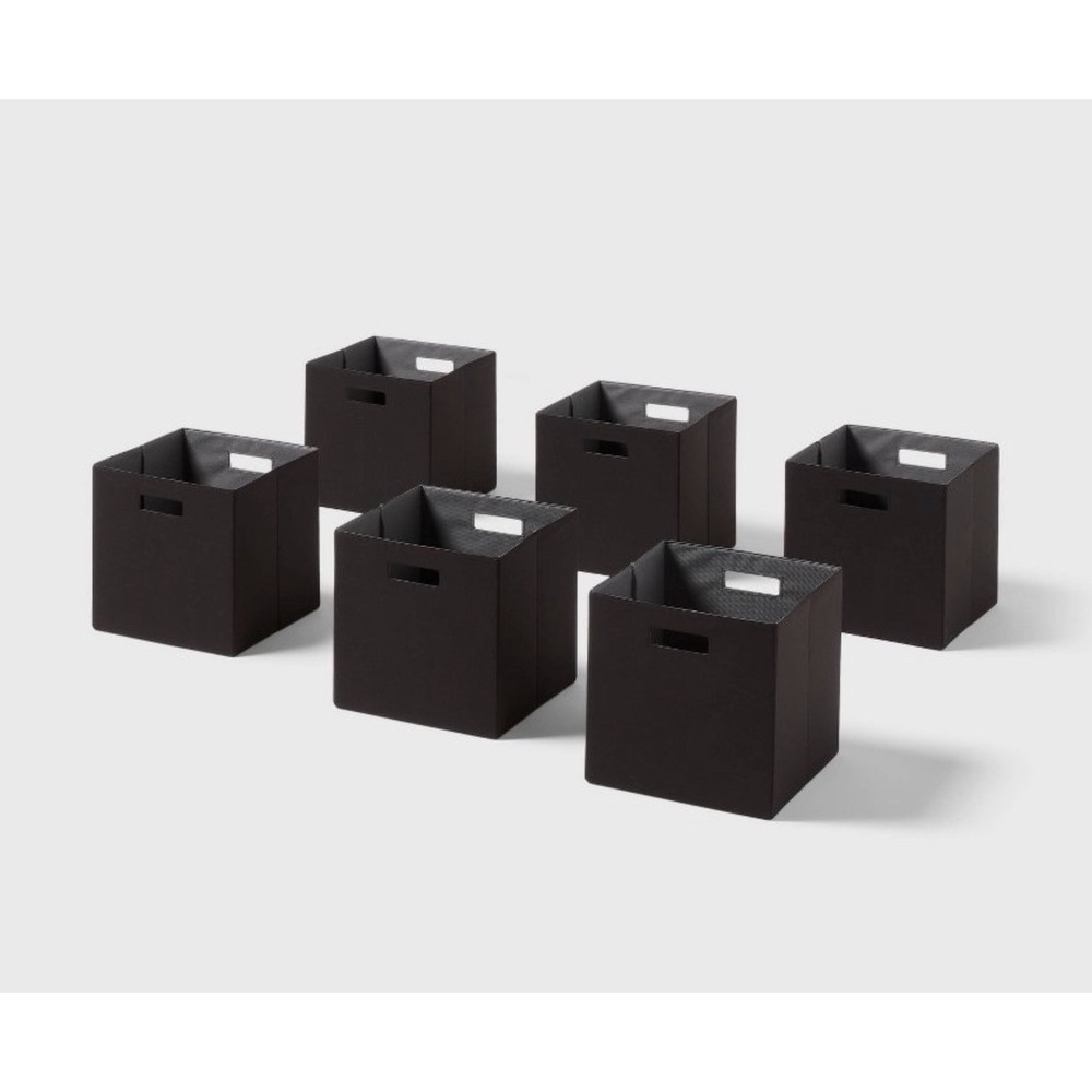 Brightroom 13" Fabric Bin 6 Pack Black/Gray- Brand New With Tag